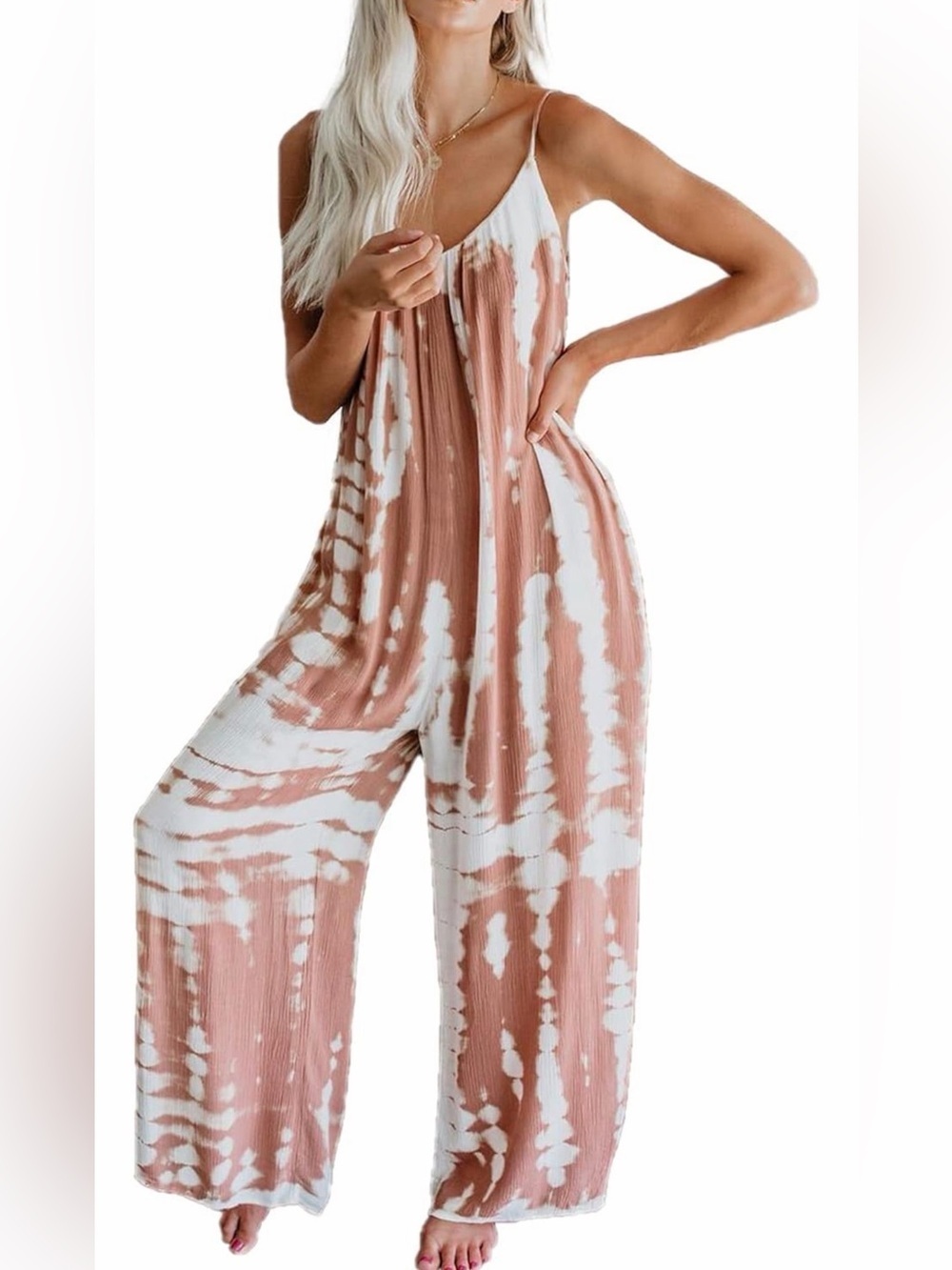 🆕 Tie Dye Baggy Spaghetti Strap Wide Leg Jumpsuit
